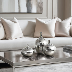 JLA Home Madison Park Signature - Mirrored ceramic decorative vases 3-piece set — Lustrous metallic finish, sculptural silhouettes for modern flair MPS162-347