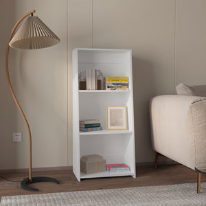 English Elm Anthem Three-Shelf Melamine Bookcase White — Spacious Open Shelves, Durable Modern Storage B128P244987