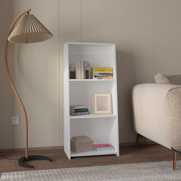 English Elm Anthem Three-Shelf Melamine Bookcase White — Spacious Open Shelves, Durable Modern Storage B128P244987