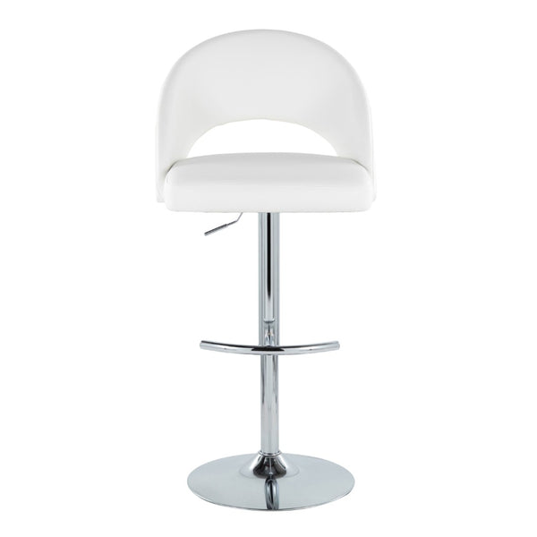 English Elm Adjustable Swivel Barstools Set of 2 Fabric Seat Black Metal Base Kitchen Counter White B202S02012