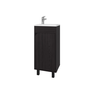 English Elm FM Modern Floating Bathroom Vanity with Integrated Sink and Soft-Close Door for Sleek Storage Wenge 33.9 L x 18.9 W x 11 H B128P293882