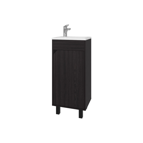 English Elm FM Modern Floating Bathroom Vanity with Integrated Sink and Soft-Close Door for Sleek Storage Wenge 33.9 L x 18.9 W x 11 H B128P293882