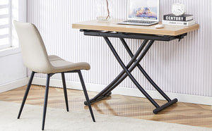 English Elm Modern Lift Top Multifunctional Table Mfc Surface Black Metal Legs Small Space Desk W1151P149702