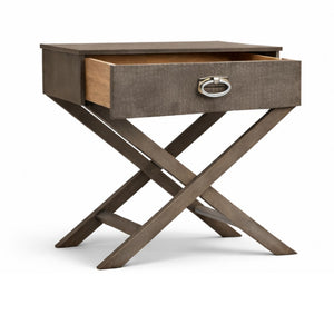 English Elm Xavier Washed Gray Wood Nightstand with Embossed Drawer and Nickel Hardware B078P474885