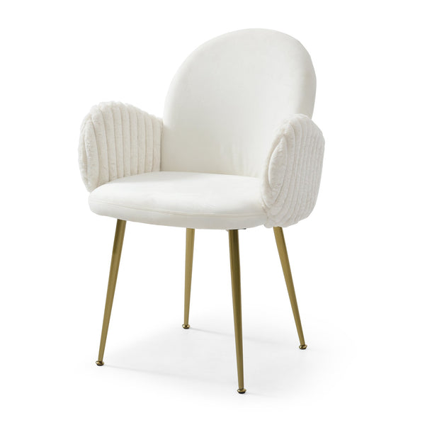 English Elm Modern Velvet Dining Chairs Set of 2 — Mid-Century Upholstered Accent Armchairs with Gold Legs, Durable Elegance W1117P220467