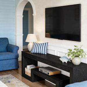 English Elm Spacious 63 Inch Media Console with Vintage Woodgrain Finish and Open Shelf Storage T3971P458835