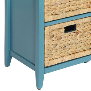 English Elm Flavius Console Cabinet with Six Storage Drawers, Basket-Front Rustic Charm & Smooth Glide Hardware for Stylish Organization Teal 34 L x 16 W x 11 H B2726P252318