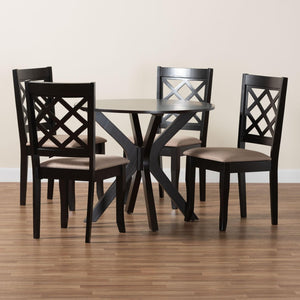 Baxton Studio Baxton Studio Jana 5-Piece Dining Set - Modern Sand Fabric & Espresso Wood, Stylish Comfort for Four Jana-Sand/Dark Brown-5PC Dining Set