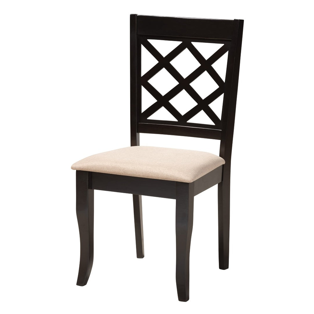 Baxton Studio Baxton Studio Lexi Modern 5-Piece Dining Set with Beige Upholstered Chairs and Round Table Design Lexi-Sand/Dark Brown-5PC Dining Set