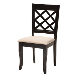 Baxton Studio Baxton Studio Lexi Modern 5-Piece Dining Set with Beige Upholstered Chairs and Round Table Design Lexi-Sand/Dark Brown-5PC Dining Set