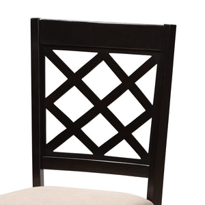 Baxton Studio Baxton Studio Lexi Modern 5-Piece Dining Set with Beige Upholstered Chairs and Round Table Design Lexi-Sand/Dark Brown-5PC Dining Set