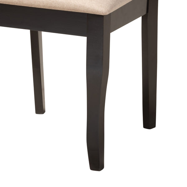 Baxton Studio Baxton Studio Lexi Modern 5-Piece Dining Set with Beige Upholstered Chairs and Round Table Design Lexi-Sand/Dark Brown-5PC Dining Set