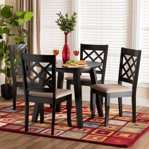 Baxton Studio Baxton Studio Lexi Modern 5-Piece Dining Set with Beige Upholstered Chairs and Round Table Design Lexi-Sand/Dark Brown-5PC Dining Set