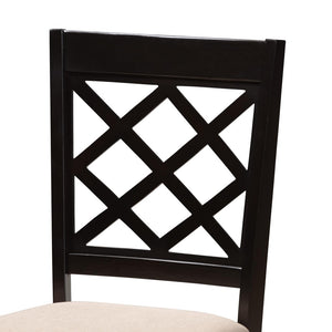 Baxton Studio Baxton Studio Selby 5-Piece Modern Dining Set with Round Table & Comfortable Sand Fabric Chairs Selby-Sand/Dark Brown-5PC Dining Set