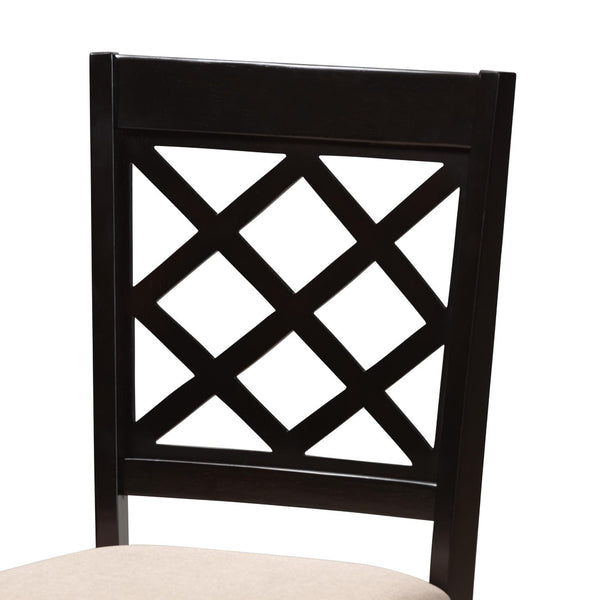 Baxton Studio Baxton Studio Selby 5-Piece Modern Dining Set with Round Table & Comfortable Sand Fabric Chairs Selby-Sand/Dark Brown-5PC Dining Set