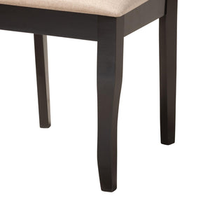 Baxton Studio Baxton Studio Selby 5-Piece Modern Dining Set with Round Table & Comfortable Sand Fabric Chairs Selby-Sand/Dark Brown-5PC Dining Set
