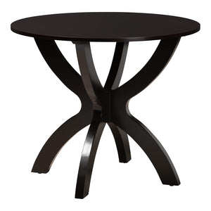 Baxton Studio Baxton Studio Savina 5-Piece Dining Set: Modern Round Table & Foam-Padded Chairs in Sand Fabric Savina-Sand/Dark Brown-5PC Dining Set