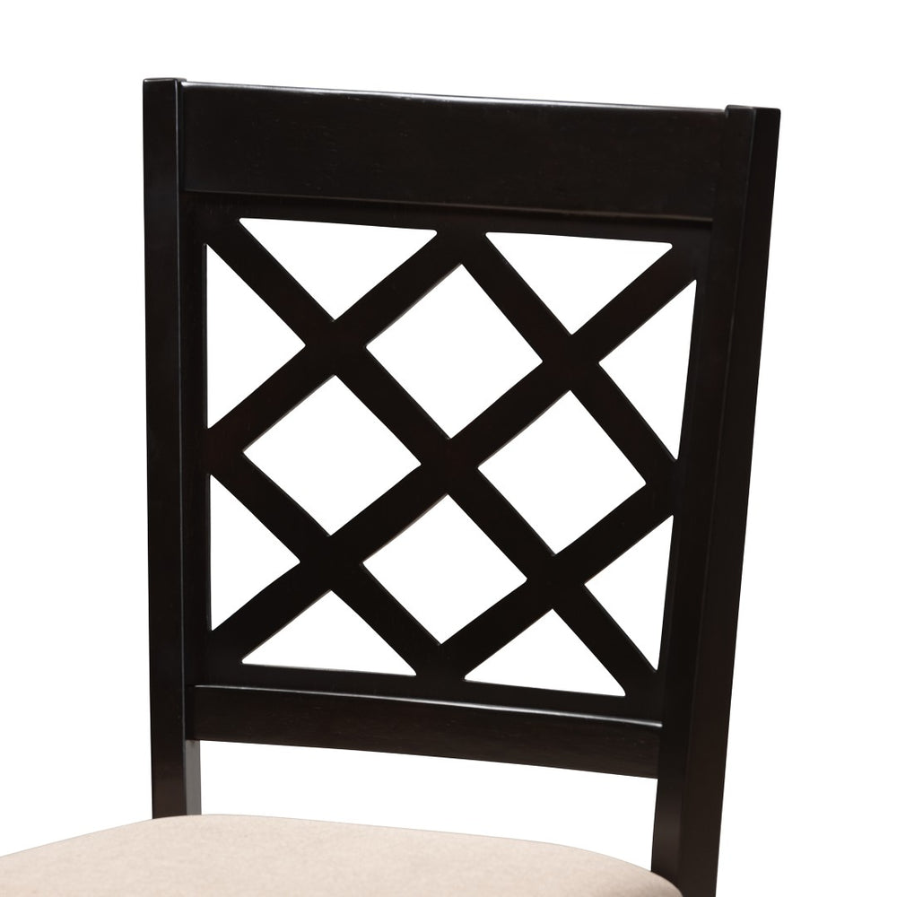 Baxton Studio Baxton Verner Modern Dining Chair Set of 4 - Stylish Espresso Brown Wood & Upholstered Comfort RH330C-Sand/Dark Brown-DC-4PK