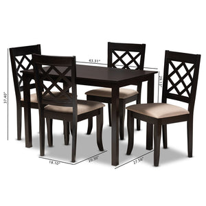 Baxton Studio Baxton Studio Modern 5-Piece Dining Set with Espresso Brown Finish and Comfortable Upholstered Chairs Verner Sand RH330C-Sand/Dark Brown-5PC Dining Set