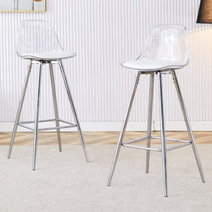 English Elm Modern Pu Leather Upholstered Barstools with Slim Metal Legs for Kitchen Counter Seating W1151P154367