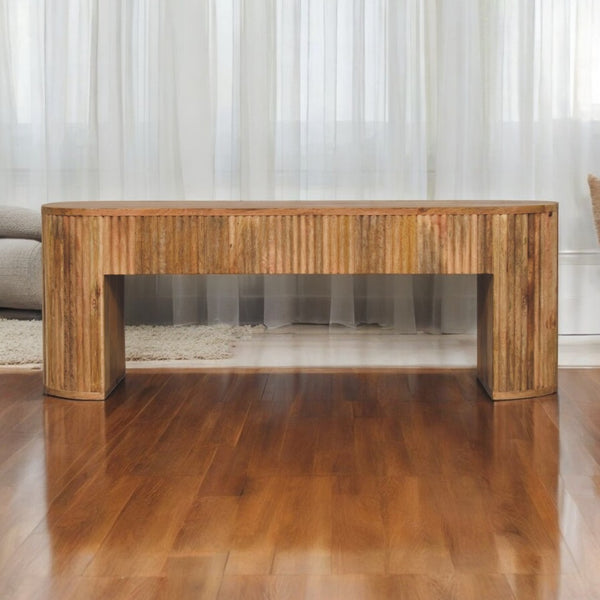 English Elm Solid Wood Soba Media Unit - Handcrafted Mango Wood, Oak Finish, Modern Storage Solution For Living Rooms B182P279161-GIGA