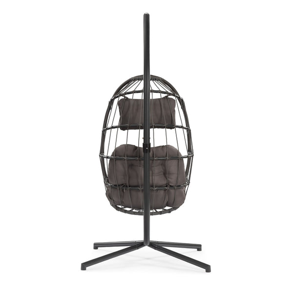 English Elm Egg Swing Chair with Stand Pe Wicker Freestanding Cocoon Seat for Patio or Bedroom W2803P446595