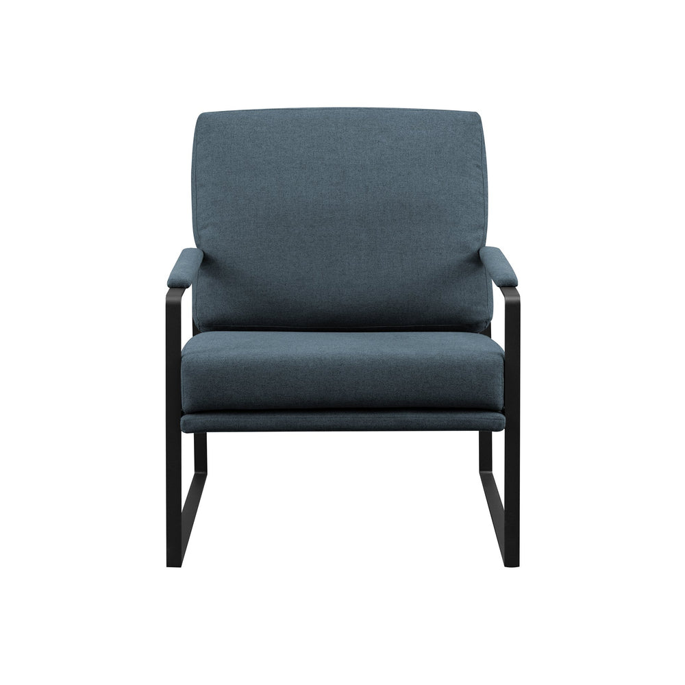 English Elm Walker Edison - Contemporary Indigo Blue Square Metal Frame Accent Chair with Upholstered Arms, Steel Frame, Easy Assembly B185P169254