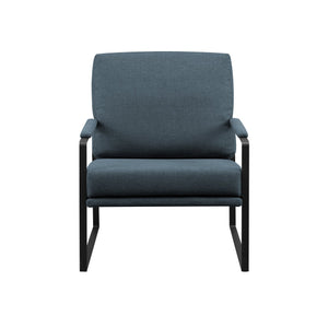 English Elm Walker Edison - Contemporary Indigo Blue Square Metal Frame Accent Chair with Upholstered Arms, Steel Frame, Easy Assembly B185P169254