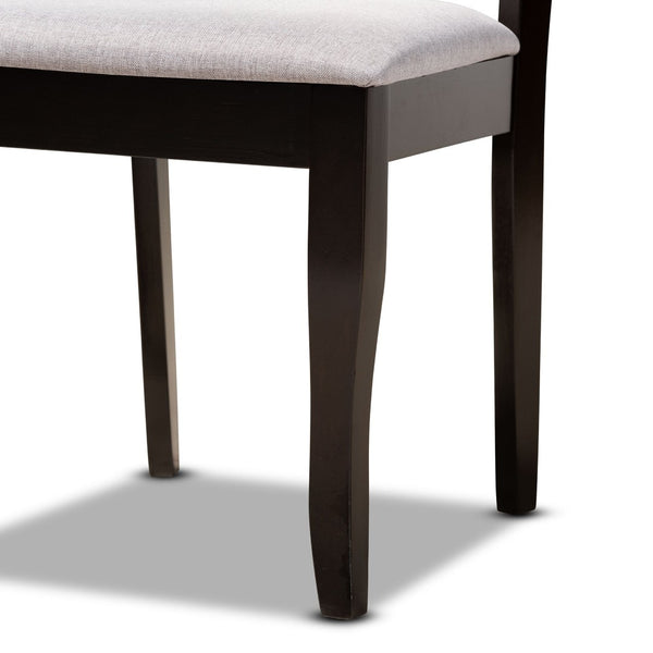 Baxton Studio Baxton Studio Jana 5-Piece Dining Set: Modern Grey Upholstered Chairs & Dark Brown Wood Table Jana-Grey/Dark Brown-5PC Dining Set
