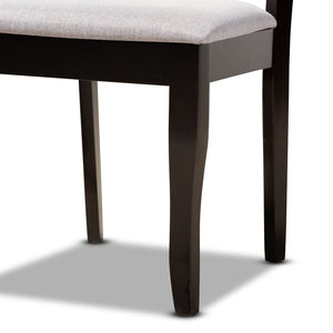 Baxton Studio Baxton Studio Daisy 5-Piece Dining Set - Modern Grey Fabric Chairs & Circular Table for Stylish Dining Daisy-Grey/Dark Brown-5PC Dining Set