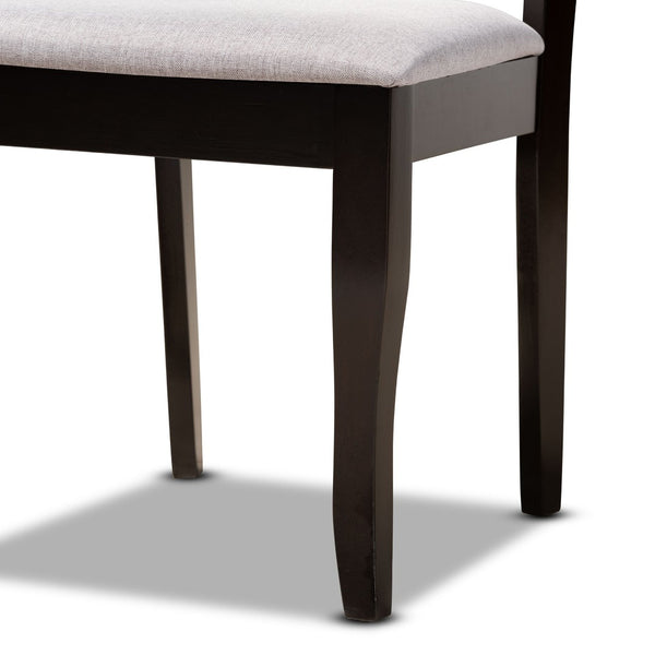 Baxton Studio Baxton Studio Daisy 5-Piece Dining Set - Modern Grey Fabric Chairs & Circular Table for Stylish Dining Daisy-Grey/Dark Brown-5PC Dining Set