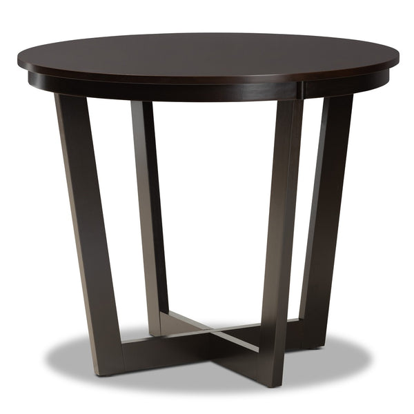 Baxton Studio Baxton Studio Selby 5-Piece Modern Dining Set - Grey Upholstered Chairs & Dark Brown Table Design Selby-Grey/Dark Brown-5PC Dining Set