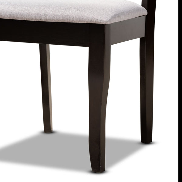 Baxton Studio Baxton Studio Selby 5-Piece Modern Dining Set - Grey Upholstered Chairs & Dark Brown Table Design Selby-Grey/Dark Brown-5PC Dining Set