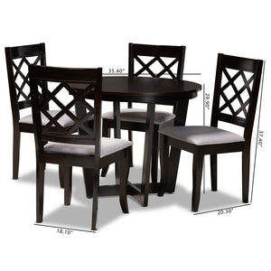 Baxton Studio Baxton Studio Selby 5-Piece Modern Dining Set - Grey Upholstered Chairs & Dark Brown Table Design Selby-Grey/Dark Brown-5PC Dining Set