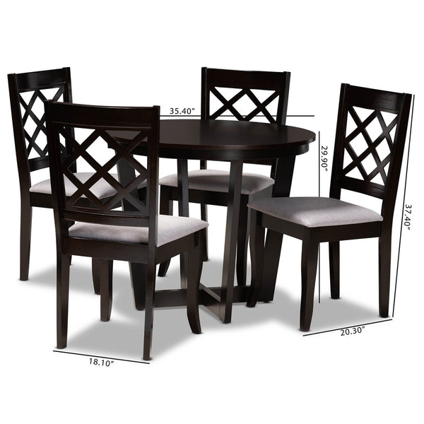 Baxton Studio Baxton Studio Selby 5-Piece Modern Dining Set - Grey Upholstered Chairs & Dark Brown Table Design Selby-Grey/Dark Brown-5PC Dining Set