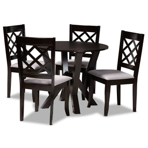 Baxton Studio Baxton Adina Modern 5-Piece Dining Set with Grey Upholstery & Dark Brown Wood for Stylish Dining Adina-Grey/Dark Brown-5PC Dining Set