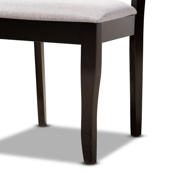 Baxton Studio Baxton Adina Modern 5-Piece Dining Set with Grey Upholstery & Dark Brown Wood for Stylish Dining Adina-Grey/Dark Brown-5PC Dining Set