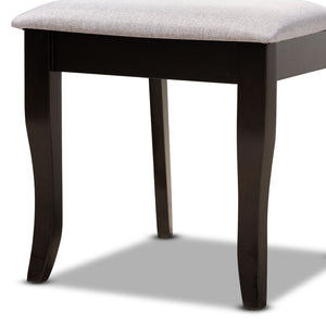Baxton Studio Baxton Savina 5-Piece Dining Set: Modern Grey Upholstered Chairs & Round Table for Stylish Dining Savina-Grey/Dark Brown-5PC Dining Set