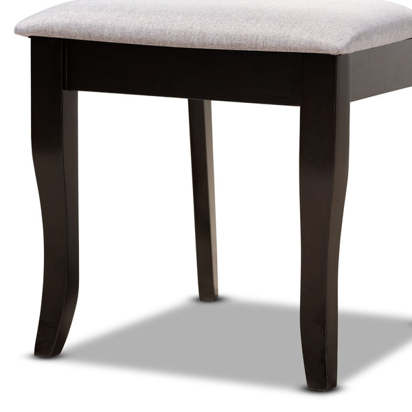 Baxton Studio Baxton Savina 5-Piece Dining Set: Modern Grey Upholstered Chairs & Round Table for Stylish Dining Savina-Grey/Dark Brown-5PC Dining Set