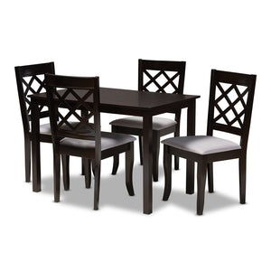 Baxton Studio Baxton Studio Modern 5-Piece Dining Set with Espresso Brown Finish and Comfortable Upholstered Chairs Verner Grey RH330C-Grey/Dark Brown-5PC Dining Set