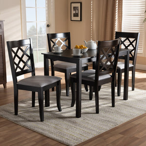 Baxton Studio Baxton Studio Modern 5-Piece Dining Set with Espresso Brown Finish and Comfortable Upholstered Chairs Verner Grey RH330C-Grey/Dark Brown-5PC Dining Set