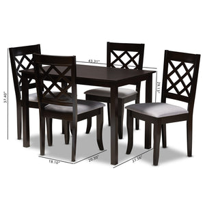 Baxton Studio Baxton Studio Modern 5-Piece Dining Set with Espresso Brown Finish and Comfortable Upholstered Chairs Verner Grey RH330C-Grey/Dark Brown-5PC Dining Set