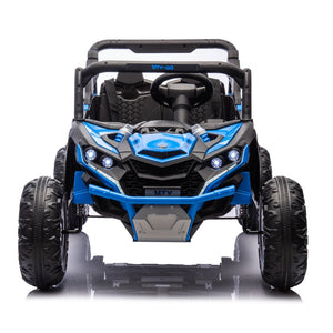 English Elm 24v Two Seat Kids Electric Utv with Parental Remote Suspension Off Road Ride On Blue W1578P184799