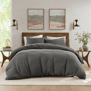 English Elm 3PCS Waffle Washed Comforter Set Full/Queen with Breathable 100% Cotton Face and Plush 270G Fill Charcoal 11.5 L x 9.5 W x 8 H B035P341120