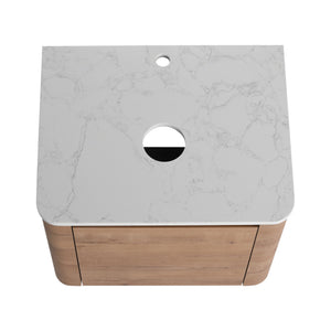 English Elm 60'' Wall-Mounted Bathroom Vanity With Ceramic Art Sink, Soft-Close Door & Stylish Storage Solutions W999S00410