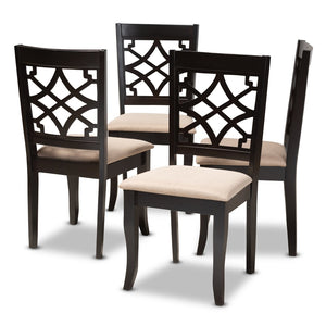 Baxton Studio Baxton Studio Mael Dining Chair Set of 4 - Modern Sand Upholstered Oak Chairs with Espresso Finish RH331C-Sand/Dark Brown-DC-4PK