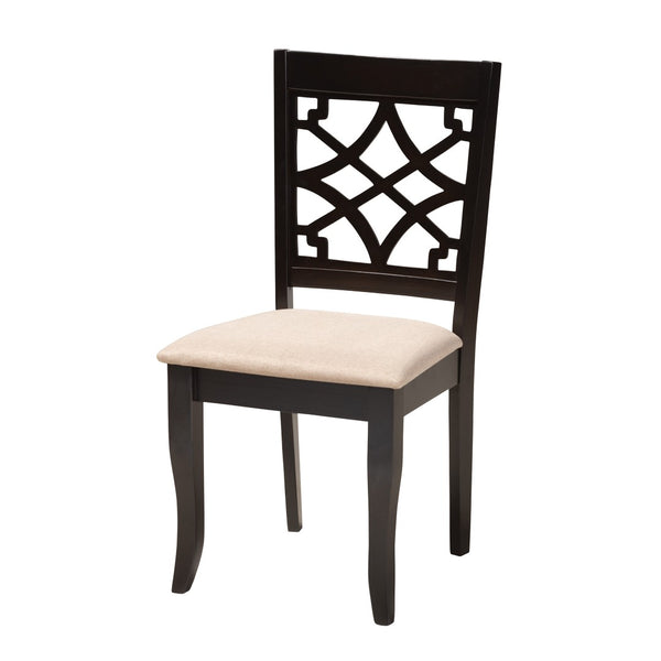 Baxton Studio Baxton Thea Modern 5-Piece Dining Set with Beige Upholstery & Dark Brown Wood for Stylish Gatherings Thea-Sand/Dark Brown-5PC Dining Set