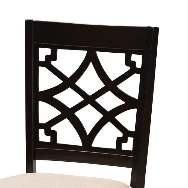 Baxton Studio Baxton Thea Modern 5-Piece Dining Set with Beige Upholstery & Dark Brown Wood for Stylish Gatherings Thea-Sand/Dark Brown-5PC Dining Set