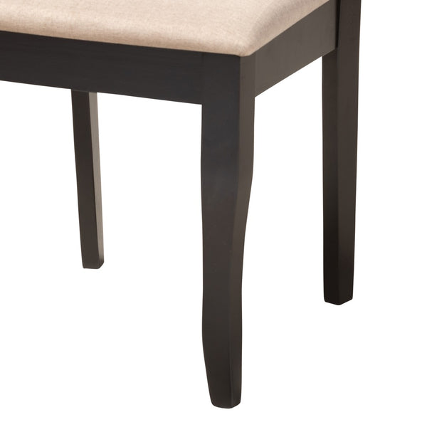 Baxton Studio Baxton Thea Modern 5-Piece Dining Set with Beige Upholstery & Dark Brown Wood for Stylish Gatherings Thea-Sand/Dark Brown-5PC Dining Set