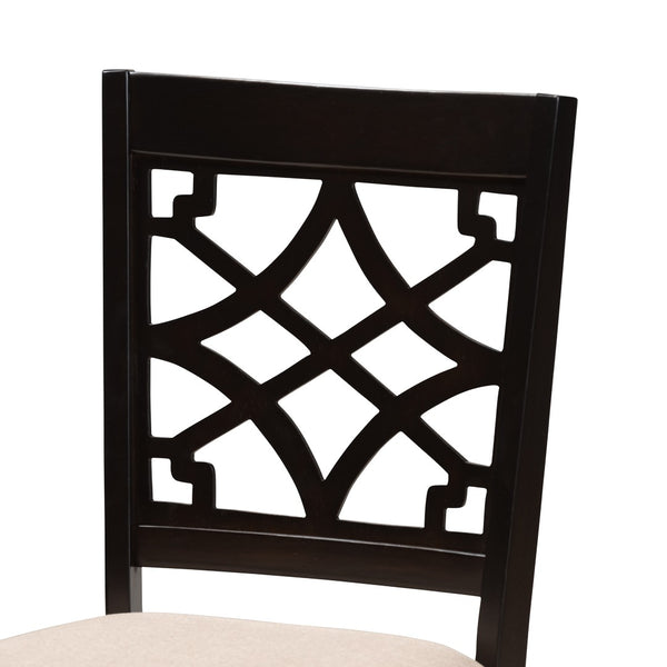 Baxton Studio Baxton Studio Mael Dining Chair Set of 4 - Modern Sand Upholstered Oak Chairs with Espresso Finish RH331C-Sand/Dark Brown-DC-4PK